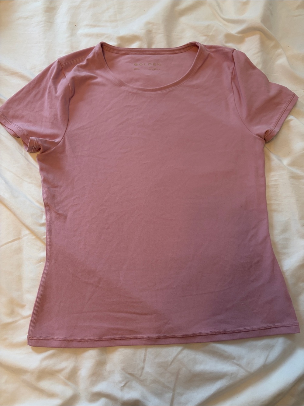 Aritzia Fitted Short-Sleeve Crewneck Tee in Dusty Rose